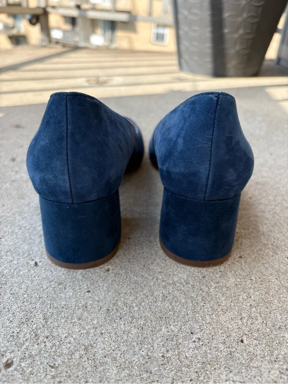 Franco Sarto Salino Blue Suede Pumps Pointed Toe Block Heel Heels NWOB Size 8M
